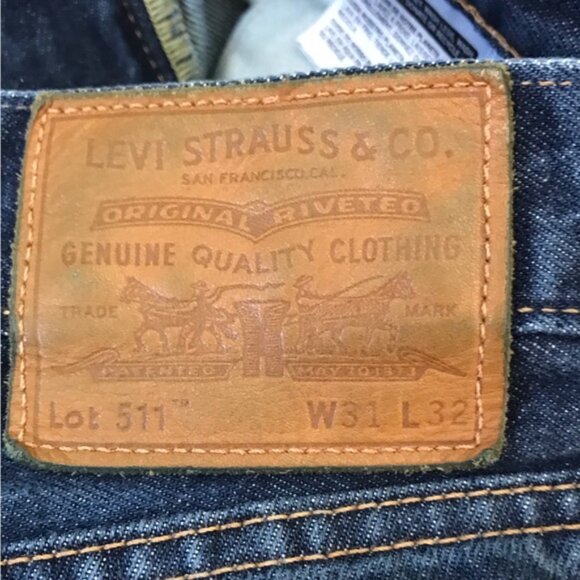 Levi’s 511 Red Tab Jeans Straight Leg Dark Wash Denim Zipper Fly Pockets 31 32L - Picture 6 of 14